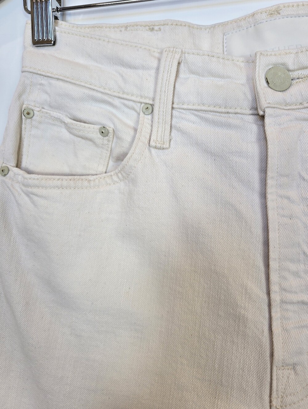 Mother Superior Denim High Waisted Rider Ankle Jean Straight Leg Ivory 28 - Picture 4 of 16
